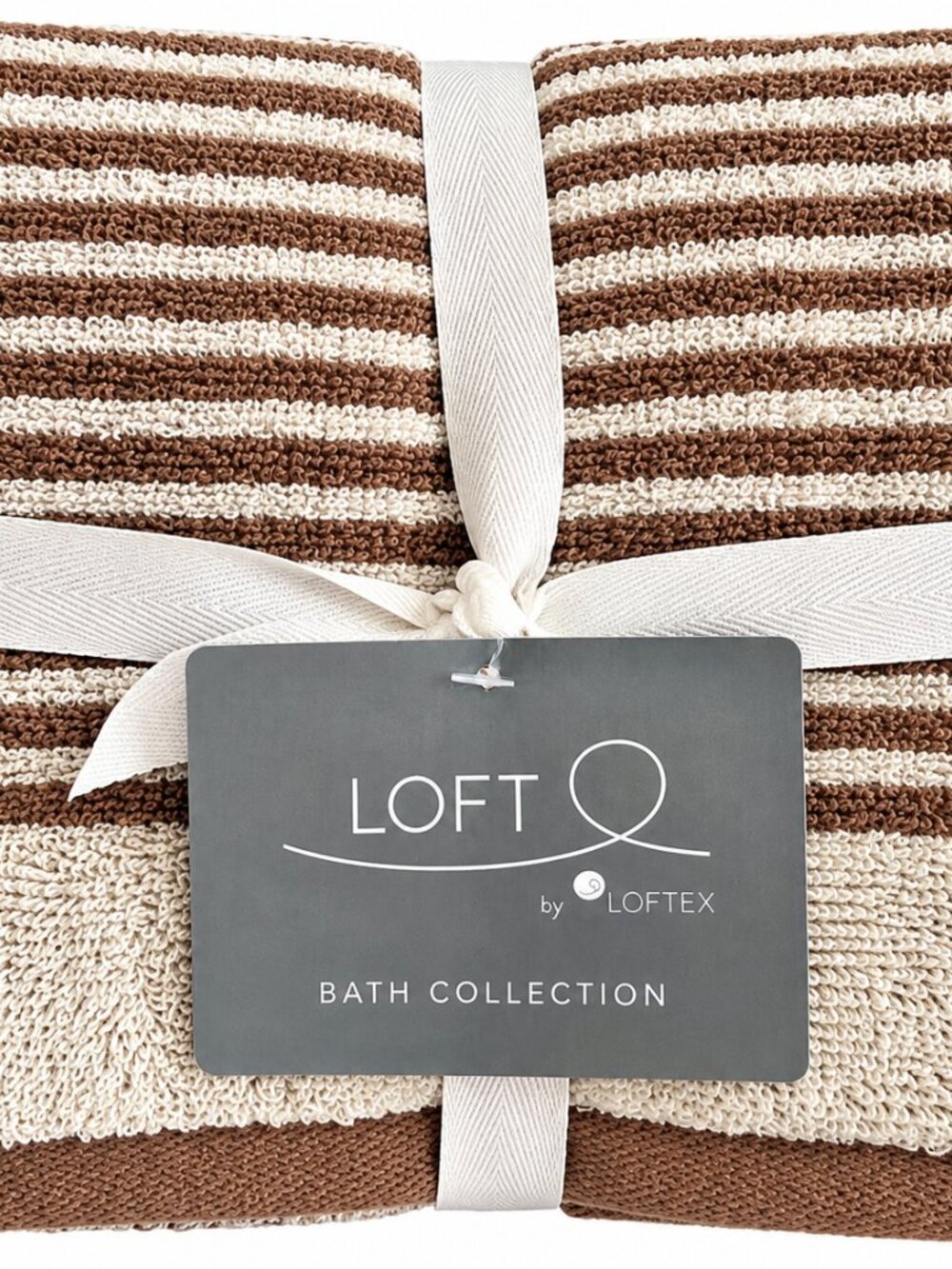 Loft Hand Towels Coffee Beige Striped Bathroom Super Soft Autumn Fall Set of 2